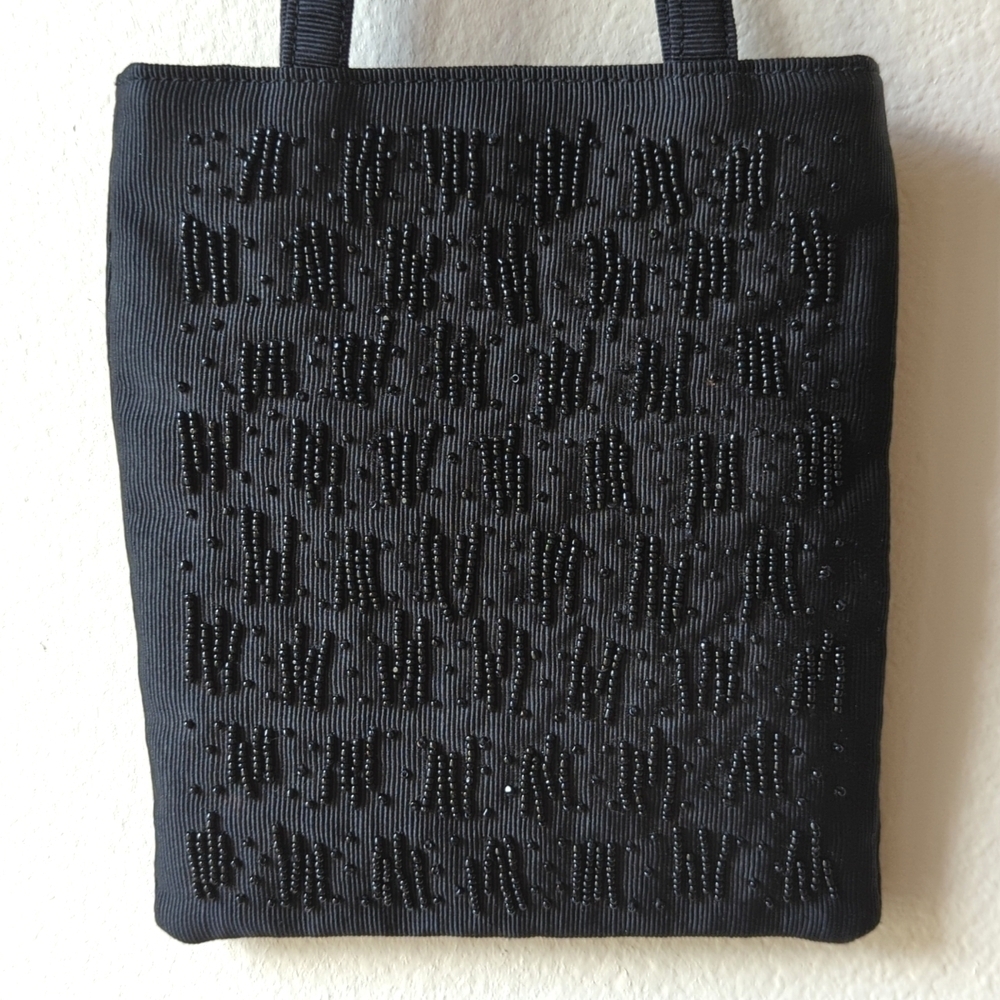 Liz Claiborne Y2K Vintage Lightweight Dainty Beaded Mini Square Handbag Black - Picture 3 of 11